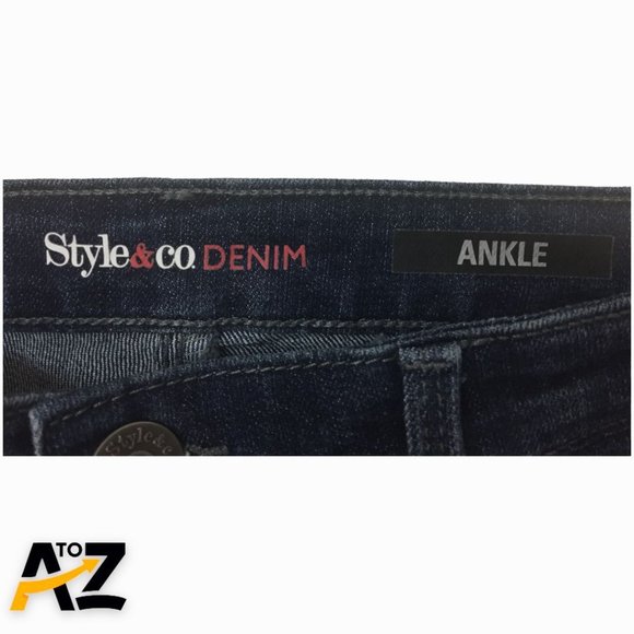 Style & Co Denim Womens Pants SIze 8 Petite Straight Leg Ankle Pockets Flower - Picture 9 of 13